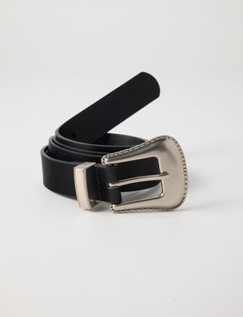 Boston + Bailey Western Buckle Belt, Black product photo