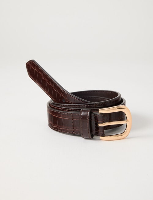 Boston + Bailey Embossed Belt, Dark Brown product photo