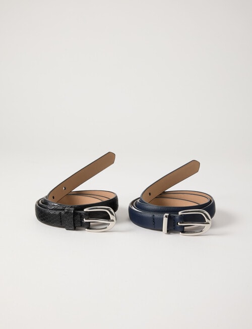 Boston + Bailey 2-Pack Slim Belt, Navy & Black Croc product photo