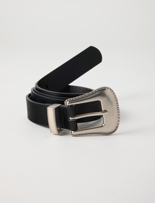 Boston + Bailey Western Buckle Belt, Black product photo