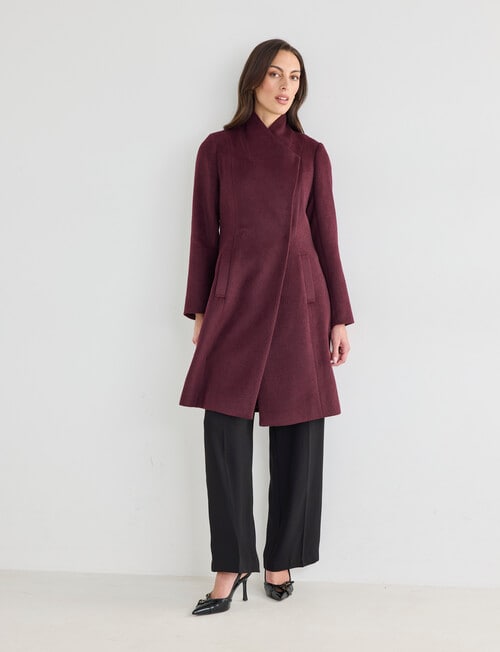Oliver Black Funnel Neck Coat, Burgundy product photo View 03 L