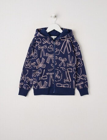 Mac & Ellie Bows Zip Front Hoodie, Navy product photo