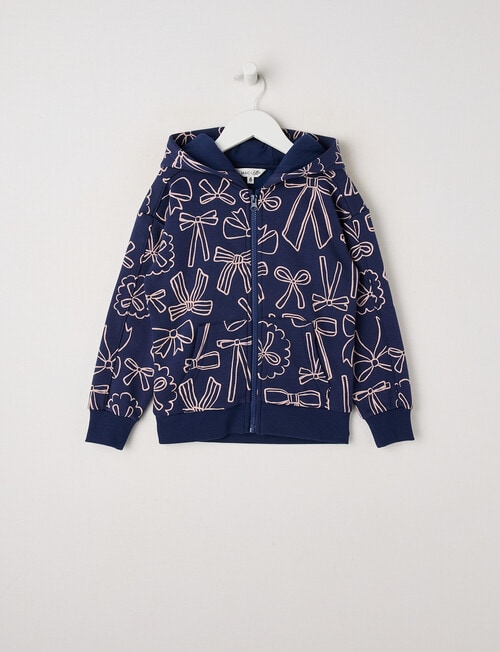 Mac & Ellie Bows Zip Front Hoodie, Navy product photo