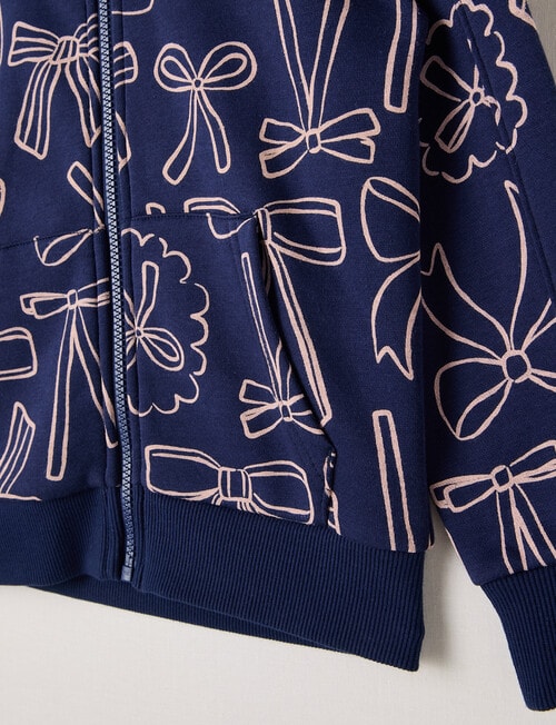 Mac & Ellie Bows Zip Front Hoodie, Navy product photo View 03 L