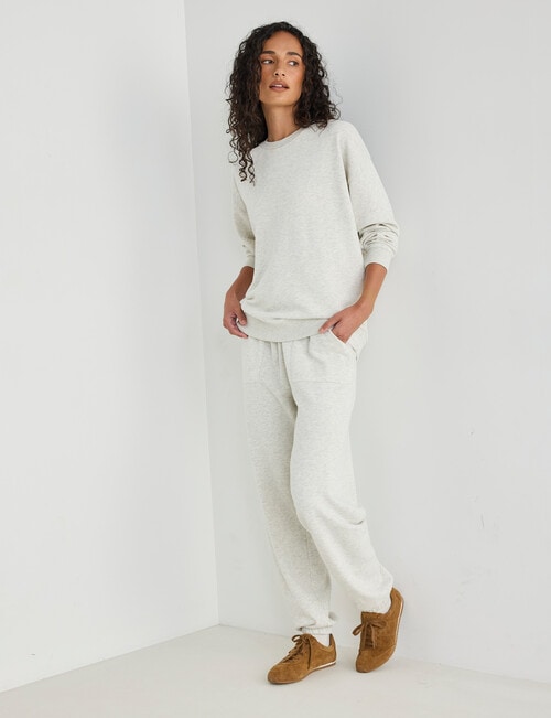 Zest Lounge Loop Back Crew Neck Sweatshirt, Oat Melange product photo View 03 L