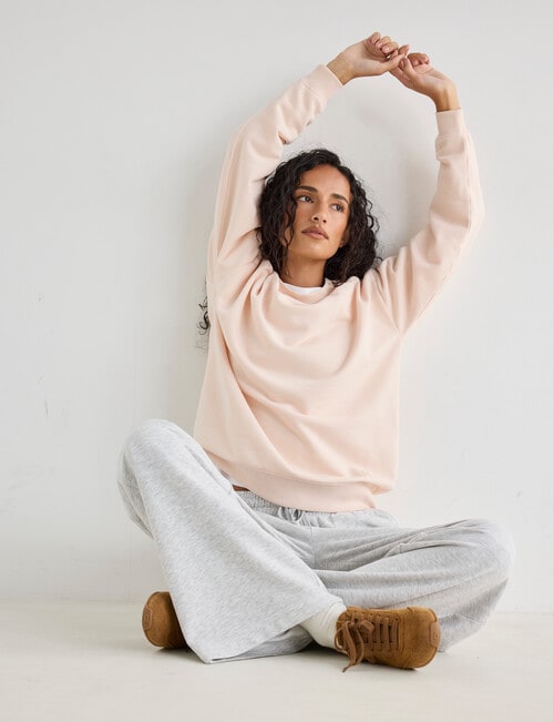 Zest Lounge Loop Back Crew Neck Sweatshirt, Rosewater product photo View 05 L