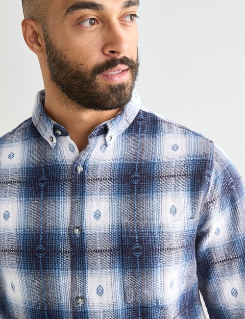 Gasoline Rider Check Long Sleeve Shirt, Navy product photo View 04 L