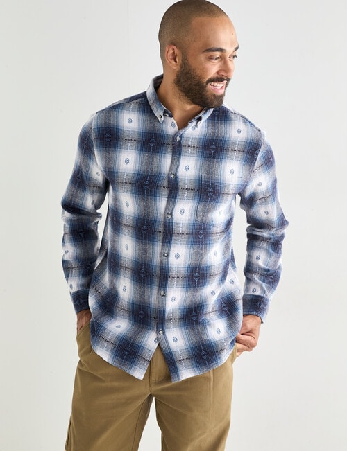 Gasoline Rider Check Long Sleeve Shirt, Navy product photo View 05 L