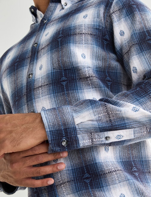 Gasoline Rider Check Long Sleeve Shirt, Navy product photo View 06 L