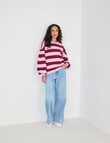 Zest Stripe Puff Sleeve Sweatshirt, Pink product photo View 03 S