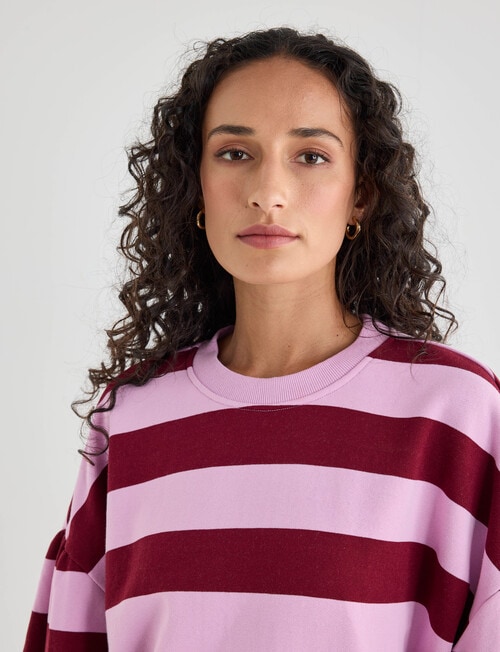 Zest Stripe Puff Sleeve Sweatshirt, Pink product photo View 05 L