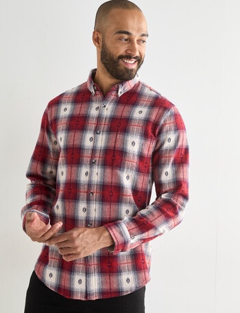 Gasoline Rider Check Long Sleeve Shirt, Red product photo
