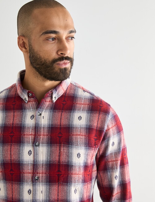 Gasoline Rider Check Long Sleeve Shirt, Red product photo View 05 L