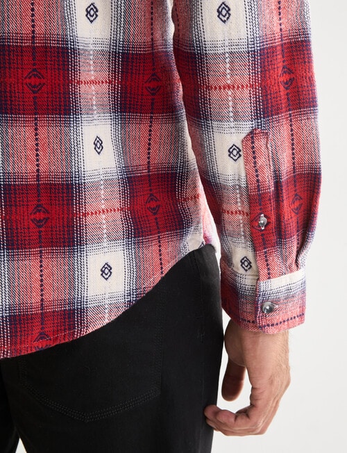 Gasoline Rider Check Long Sleeve Shirt, Red product photo View 06 L