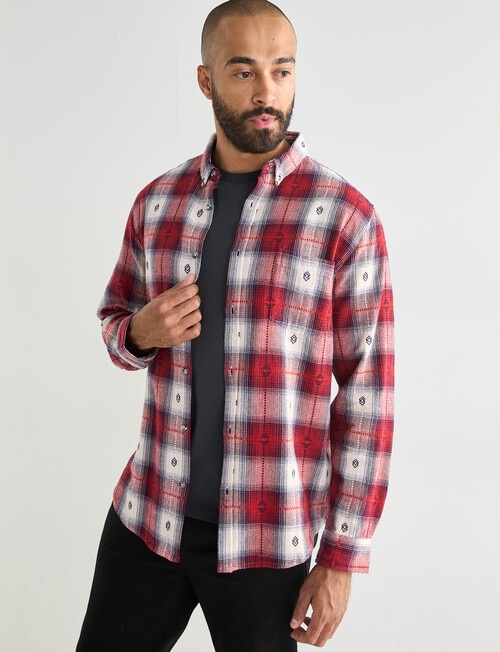 Gasoline Rider Check Long Sleeve Shirt, Red product photo View 07 L