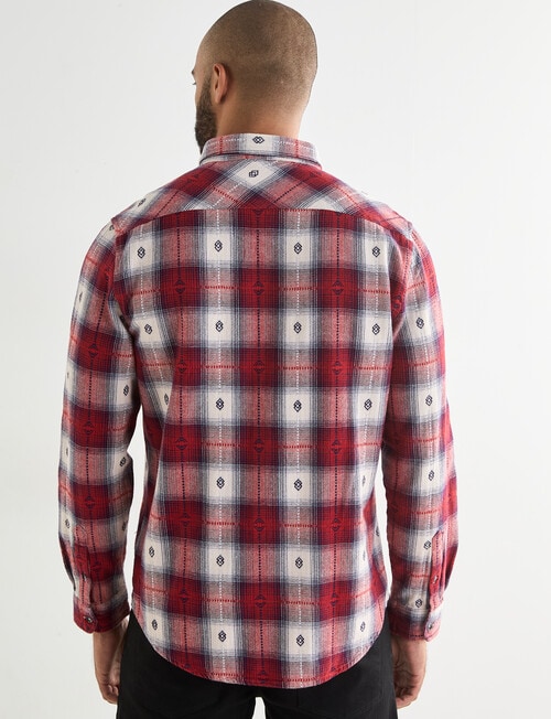 Gasoline Rider Check Long Sleeve Shirt, Red product photo View 02 L