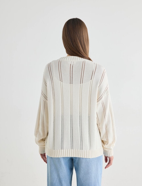 Zest Cotton Pointelle Cardigan, Cream product photo View 02 L