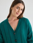Zest Cotton Pointelle Cardigan, Evergreen product photo View 04 S