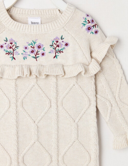 Teeny Weeny Swan Song Knit Flower Dress, Vanilla Marle product photo View 02 L