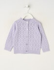 Teeny Weeny Swan Song Crew Pointelle Knit Cardigan, Lilac product photo