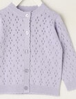 Teeny Weeny Swan Song Crew Pointelle Knit Cardigan, Lilac product photo View 02 S