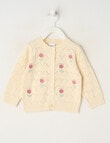 Teeny Weeny Swan Song Crew Knit Pointelle Floral Cardigan, Cream product photo