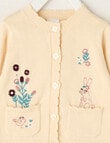 Teeny Weeny Swan Song Crew Knit Bunny Cardigan, Cream product photo View 02 S