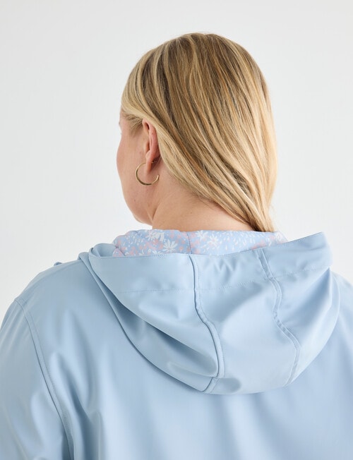 Studio Curve Longline Shower Resistant Jacket, Light Blue product photo View 06 L