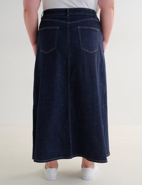 Denim Republic Curve A-Line Denim Maxi Skirt, Rinse Wash product photo View 02 L