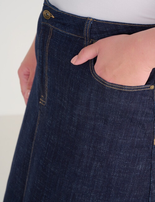Denim Republic Curve A-Line Denim Maxi Skirt, Rinse Wash product photo View 05 L