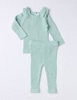 Teeny Weeny Swan Song Knit Top & Pant, 2-Piece Set, Green product photo
