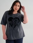 Denim Republic Curve Heart Print Tee, Acid Black product photo