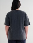 Denim Republic Curve Heart Print Tee, Acid Black product photo View 02 S
