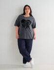 Denim Republic Curve Heart Print Tee, Acid Black product photo View 03 S