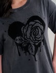Denim Republic Curve Heart Print Tee, Acid Black product photo View 04 S