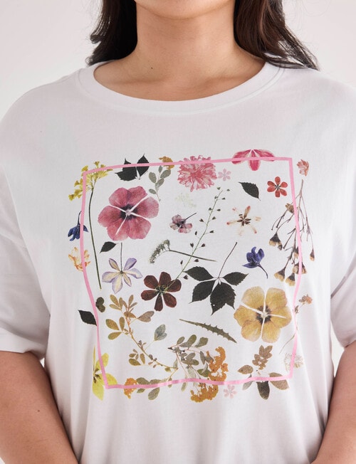 Denim Republic Curve Wild Flower Print Tee, White product photo View 04 L