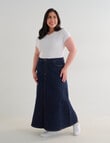 Denim Republic Curve A-Line Denim Maxi Skirt, Rinse Wash product photo View 03 S