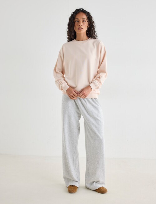 Zest Lounge Loop Back Wide Leg Pant, Silver Melange - Pants & Leggings