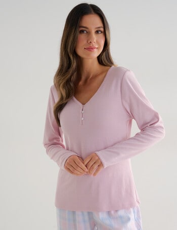 Whistle Sleep Henley, Soft Pink product photo
