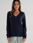 Whistle Sleep Henley Top, Navy product photo