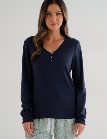 Whistle Sleep Henley Top, Navy product photo