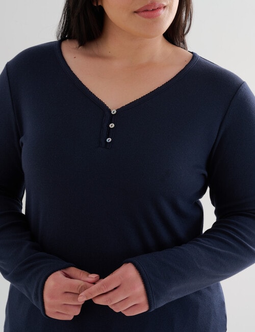 Studio Curve Sleep Henley Top, Navy product photo View 04 L