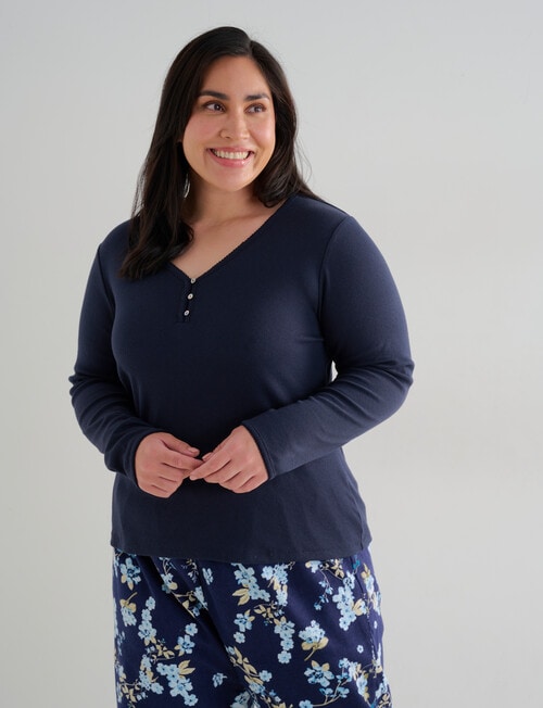 Studio Curve Sleep Henley Top, Navy product photo View 05 L