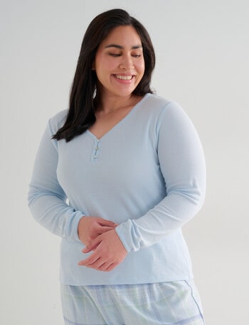 Studio Curve Sleep Henley Top, Soft Blue product photo