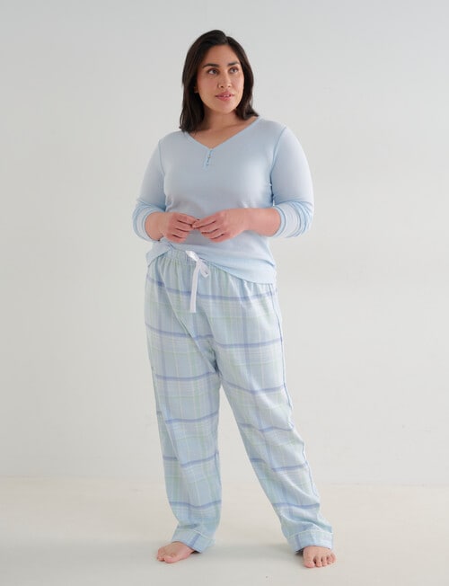 Studio Curve Sleep Henley Top, Soft Blue product photo View 03 L