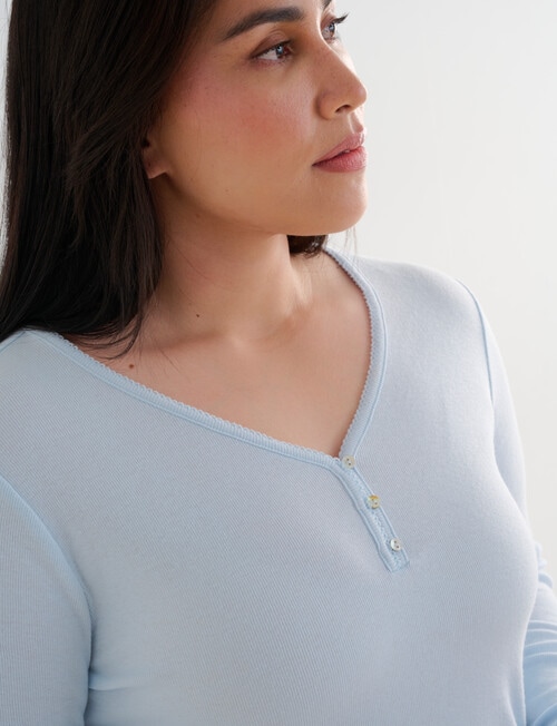 Studio Curve Sleep Henley Top, Soft Blue product photo View 04 L