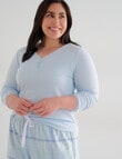 Studio Curve Sleep Henley Top, Soft Blue product photo View 05 S