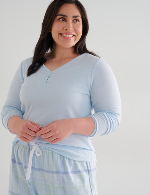 Studio Curve Sleep Henley Top, Soft Blue product photo View 05 L
