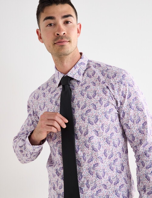 Laidlaw + Leeds Paisley Print Long Sleeve Shirt, Lilac product photo View 05 L