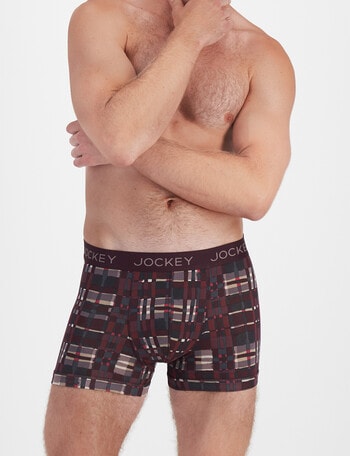 Jockey No Ride Up Cotton Print Trunk, Tartanesque Plum product photo